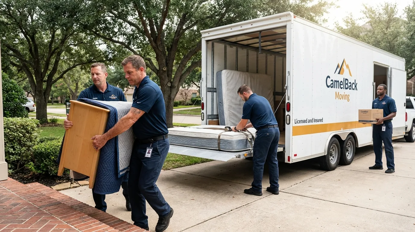 Crew loading residential truck for cross-state move from Shavertown, PA