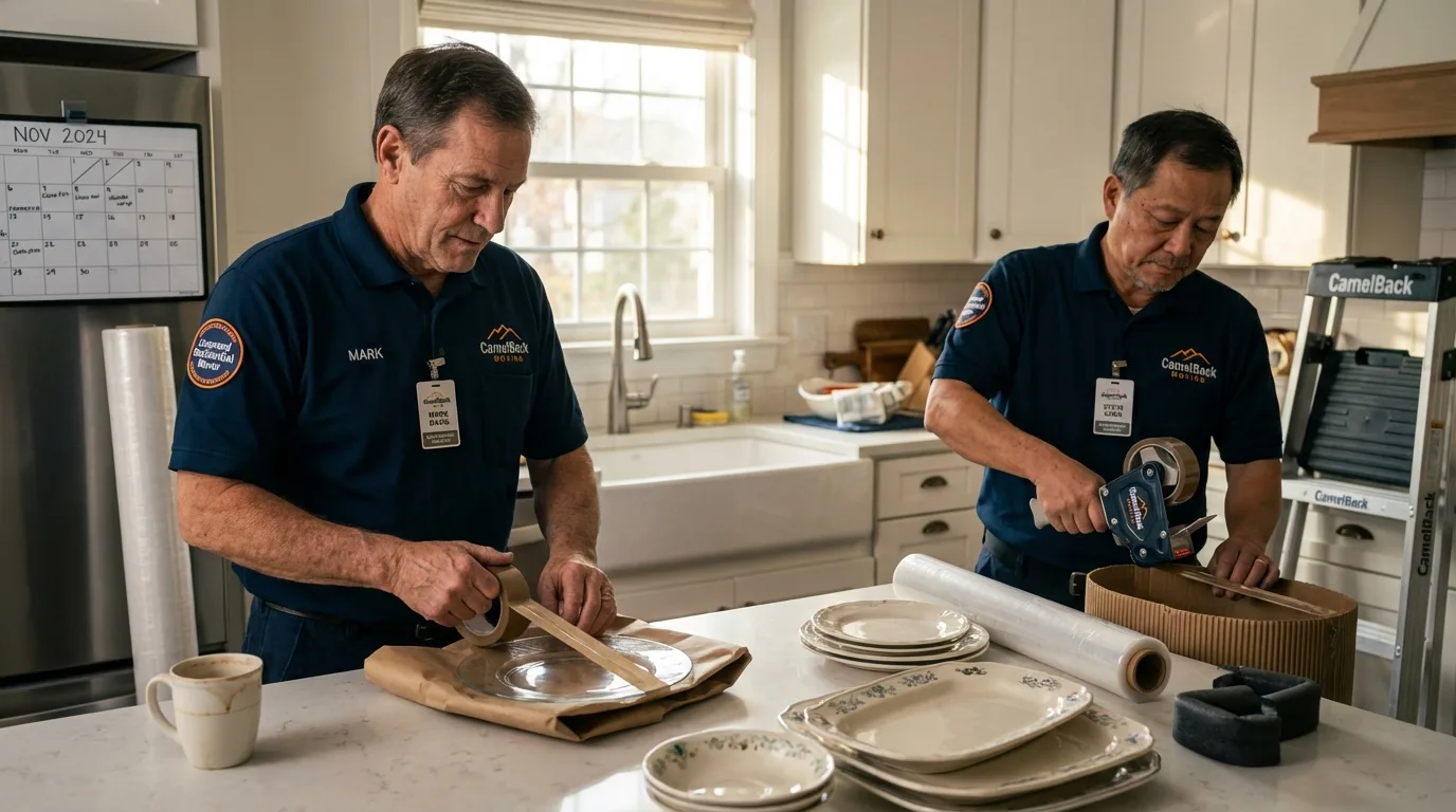 Professional crew packing kitchen dishware in Shavertown, PA